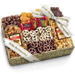 A Gift Inside With Sympathy Chocolate Caramel and Crunch Grand Gift Basket with Snacks, Ghirardelli and Chocolate-Covered Nuts