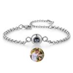 ALBERTBAND Custom Bracelets with Picture inside, Customized Projection Bracelets with Photos, Customized Mothers Day Birthday Anniversary Memorial Gifts for Her Him Christmas Gifts for Women (Silver)