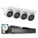 Amcrest 4K POE Security Camera System with 4K 8Ch PoE NVR (4) x 4K (8 Megapixel) Turret IP POE Cameras (3840x2160) Pre Installed 2TB Hard Drive NV4108E-IP8M-T2599EW4-2TB