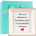 AREOK Gifts for Grandma Christmas Gifts from Grandchildren Granddaughter grandkids - Best Grandma Grandmother Christmas Birthday Gifts Ideas from Grandson Unique, Jewelry Ring Trinket Dish Tray