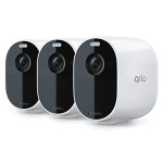 Arlo Essential Spotlight Camera - 3 Pack - Wireless Security, 1080p Video, Color Night Vision, 2 Way Audio, Wire-Free, Direct to WiFi No Hub Needed, Works with Alexa,Motion Sensor, White - VMC2330