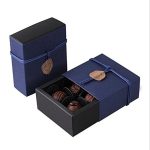 BBC Bakery 4 Cavity Chocolate Gift Packaging Box Wedding Party Paper Favor Boxes-Set of 10 (4 Cavity Blue)