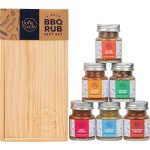 BBQ Rub Gift Set - Spice Gift Set in Premium Wooden Box - Great Grilling Gift for Christmas, Birthday, Father's Day for Him, Dad, Men, or Her - Unique Barbecue Seasonings (Set of 6)