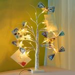 Beeplove Money Tree Gift Holder - 2ft Tall Gift Card Tree Display for Birthday Present with 12 Clips, Photo Cash Lottery Ticket Holder Unique Desktop Home Decorations - Warm White Light