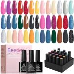 Beetles Gel Nail Polish Set 20 Colors with 3Pcs Base Top Coat California Sunset Collection 2023 Winter Milky White Sparkle Glitter Gel Polish Soak off Uv Manicure Kit for Girls Women Christmas Gift