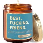 Best Friend Christmas Gift for Women - Best Fucking Friend Ever Scented Candle - Funny Friendship Gifts Idea for Friends Birthday, Cool Gag BFF Secret Santa White Elephant Womens Bestie Xmas Presents