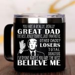 Birthday Gifts for Dad - Fathers Day Unique Gifts from Daughter Wife Son Kids Christmas Gifts for Men Dad Grandpa Papa Husband First Fathers Day Gift Tumbler Cup With Handle Gift Idea for Dad 14 oz