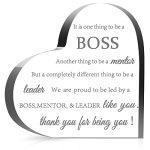 Boss Gifts for Women Men Acrylic Heart Retirement Gifts Thank You Boss Gift Leaving Going Away Boss Lady Desk Decor Gifts Appreciation Gift Plaques for Boss's Birthday (3.94 x 3.94 x 0.39 Inch)