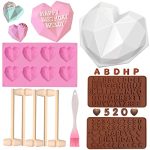 Breakable Heart Molds for Chocolate with Hammer, Heart Silicone Mold for Baking 8 Cavity Diamond Heart Shaped Mold, 8.8" Large Breakable Heart Mold Kit for Valentines Day (10pcs/Easy To Demould)