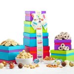 Broadway Basketeers Gourmet Chocolate Food Gift Basket Tower for Birthdays – Curated Snack Box, Sweet and Savory Treats for Parties, Best Wishes, Birthday Presents for Women, Men, Mom, Dad, Her