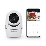 Brookstone Tilt and Pan WiFi Camera, White - Smart Home Security System with Night Vision, Motion Detector, Audio Speaker, Android/iOS App, and Live HD Video Feed