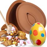 BUSOHA Easter Egg Silicone Molds for Chocolate, 2 Pcs Large Easter 3D Breakable Chocolate Mold with 1 Hammer for Easter Decorations, Candy Mousse Cake, Dessert Baking