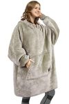 Catalonia Oversized Wearable Blanket Hoodie Sweatshirt, Comfortable Sherpa Lounging Pullover for Adults Men Women Teenagers Wife Girlfriend Gift