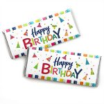 Cheerful Happy Birthday - Candy Bar Wrapper Colorful Birthday Party Favors - Set of 24