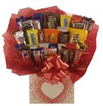 Chocolate Candy Bouquet in a gift basket box (Confetti Heart)