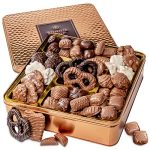 Chocolate Gift Basket, Gourmet Christmas Snack Food Box in Keepsake Tin, 2+ lbs of Chocolate, Great for Birthday, Sympathy, Family Parties & Get Well - Bonnie & Pop