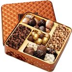 Christmas Snack Assortment Gift Basket- Candy and Nuts Gift Tin for Fast Prime Delivery- Gourmet Treat Variety Present in Keepsake Tray– Best Gift Idea for Men, Women, Him, Her- Bonnie and Pop