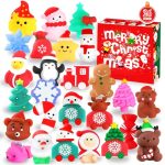 Christmas Squishy Toys, 26 PCS Christmas Mochi Squishies Bulk Toy for Girls Boys Kids, Christmas Party Favors, Christmas Fidget Sensory Goodie Bags Filler Gifts Decorations