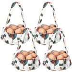 Clysee 4 Pieces Egg Collecting Basket with 7 Pouches Canvas Egg Gathering Basket Chicken Egg Holder Egg Bags for Housewife Fresh Egg Collecting Farmhouse Garden Coop Duck Goose Hen Storage, 8 x 2.76''