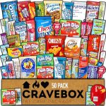 CRAVEBOX Snack Box Variety Pack Care Package (50 Count) Christmas Treats Gift Basket Boxes Pack Adults Kids Grandkids Guys Girls Women Men Boyfriend Candy Birthday Cookies Chips Teenage Mix College Student Food Sampler Office School