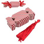 DARENYI 50 Pcs Christmas Candy Boxes Empty for Kids Treat Boxes with Ribbon Red Small Candy Boxes for Sweets, Chocolate, Decoration Gift Boxes Party Favor Boxes for Xmas, Wedding Party Wrap Bag