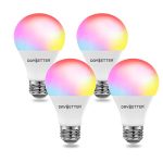 DAYBETTER Tuya Smart Light Bulbs, RGBCW Wi-Fi Color Changing Led Bulbs Compatible with Alexa & Google Home Assistant, A19 E26 9W 800LM Multicolor Led Light Bulb, No Hub Required, Light Bulbs 4 Pack