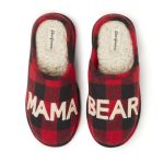 Dearfoams Women's Mama Bear Slipper, Buffalo Plaid, 9-10