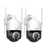 DEKCO 2Packs, 2K WiFi Outdoor Security Cameras Pan-Tilt 360° View, 3MP Surveillance Cameras with Motion Detection and Siren, 2-Way Audio, Full Color Night Vision, Waterproof