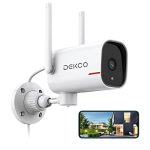 DEKCO WiFi Security Cameras 1080p Pan Rotating 180° Wired Outdoor Security Cameras with Night Vision, Two-Way Audio, 2.4G WiFi, IP65, Motion Detection Alarm (1Pack)