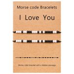 Desimtion Christmas Gifts for Boyfriend, Couples Bracelets Gift Ideas for Him Her Boyfriend Girlfriend I Love You Morse Code Bracelet Matching Bracelets for Bf and Gf