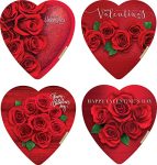 Elmer Chocolate Valentine's Day Rose Bouquet Design Heart Shaped, 6 Ounce Chocolate Gift Box