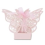 Fafeicy 100PCS Butterfly-Pattern Paper Cut Carton Wedding Favor Sugar Chocolate Boxes Wedding Decoration for Wedding Birthday(pink)