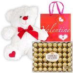 Ferrero Rocher Hazelnut Chocolates Diamond Box 48 Count | 12 Inch Teddy Bear Plush | Valentine Day Premium Gift Bag | Sweetheart Love For Wife Girlfriend Mother Daughter Her Friend | Gift Basket