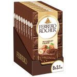 Ferrero Rocher Premium Chocolate Bars, 8 Pack, Milk Chocolate Hazelnut And Almond, Luxury Chocolate, Individually Wrapped, 3.1 Oz Each