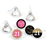 Finally 21 Girl - 21st Birthday Party Round Candy Sticker Favors - Labels Fit Chocolate Candy (1 Sheet of 108)