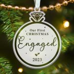 First Christmas Engaged Ornament 2023 - Engagement Gifts For Couples, Engagement Gifts For Women - Wedding Gifts For Couples Unique 2023 - Engaged Christmas Ornament 2023 - Acrylic Engagement Ornament