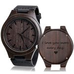 Fodiyaer Engraved Wood Watch for Men Boyfriend Husband Him As Personalized Anniversary Christmas Birthday Father Day Wooden Gifts Idea, Brown, I Love You More Every Day