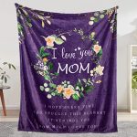 Gifts for Mom, Mom Gifts, Mom Birthday Gifts, Christ-mas Gifts for Mom from Daughter, Mom Gifts from Son, I Love You Mom Blanket, Soft Flower Throw Blanket 60" x 50", Purple