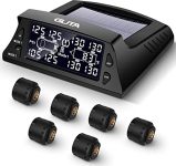 GUTA Solar Tire Pressure Monitoring System for RV - Tire Pressure Monitoring System with 6 External Sensor(0-188 PSI), RV TPMS, LCD Display, Sleep Mode, Real-time Monitor Pressure, Solar Power