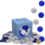 Hanukkah Chocolate Coins, Belgian Blue and Silver Milk Chocolate Coin, Nut-Free, Kosher Gelt in Hanukkah Box (Half-Pound)