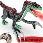 HAYXUN Remote Control Dinosaur Toys for Kids 3-12, 18.2" Jurassic Therizinosaurus Toys Imitates Walking, Roars - 2.4 GHz RC Robot Dino Toys w/Light & Spray, Christmas Stocking Stuffers for Kids