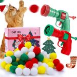 Hggha Christmas Cat Toy Balls with 2 Launchers, Xmas Cat Gift Box, Interactive Kitten Toys for Indoor Cats Self Play, Suitable for Training and Playing. Funny, Puzzle, Furry.