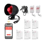 Home Security System Wi-Fi (2.4 GHz) Door Alarm System with APP Alert 7 Pieces Kit,Weatherproof Siren 120 dB Home Alarm System for House Office Apartment Business Factory Security Alarm