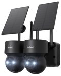 ieGeek Security Cameras Wireless Outdoor - 2 Pack 2K WiFi Solar Camera System with 360°PTZ for Home Outside Surveillance, Battery Powered Cam Works with Alexa, 3MP Color Night Vision, 2-Way Audio, AI