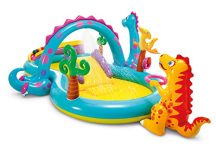 Intex Dinoland Inflatable Dinosaur Swimming Pool Kiddie Play Center with Water Slide, Dino Arch Water Sprayer, and Games for Ages 2 and Up, Multicolor