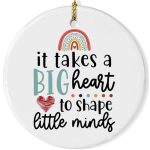 It Takes a Big Heart to Shape Little Minds Christmas Ornament, Teacher for Women Men, Teacher Appreciation Gifts, Teacher Birthday Gifts Idea, Thank You Gifts Teachers Students