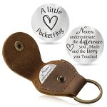 Jack&Chris Pocket Hug Token Long Distance Relationship Keepsake, Double Sided Message Engraved with Leather Keychain, JC65