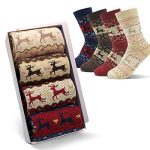 Jinny's Shoppe Women's Novelty Cute Funny Cotton Funny Warm Winter Holiday Christmas Socks Gift Set for Women Teen Girls (Reindeer Pattern)