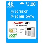 Jolt Mobile $5 AT&T 4G LTE Alarm SIM Card for GSM Business-Office-Home Security Burglar Anti-Theft Alarm System & Monitoring - Triple Cut SIM