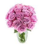 KaBloom PRIME NEXT DAY DELIVERY - Bouquet of 18 Fresh Purple Roses with Vase | Delivery Prime | Gift for Birthday, Sympathy, Anniversary, Get Well, Thank You, Valentine, Mother’s Day Flowers